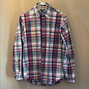 Men's multicolor plaid Ralph Lauren polo top Sz S